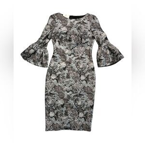 THEIA Bell Sleeve Floral Pattern Dress Women’s Size 6